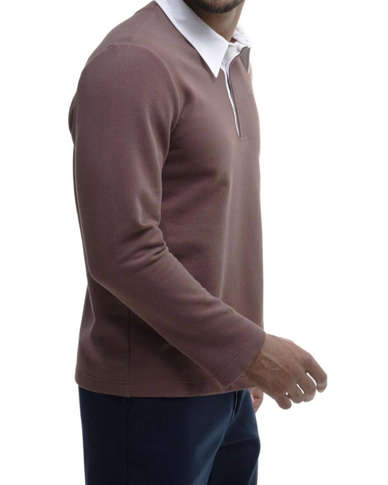 Поло с длинным рукавом и рубашечным воротником