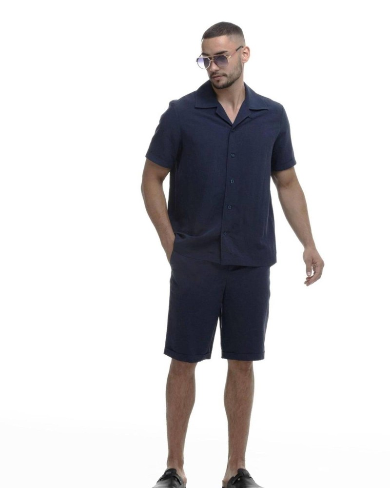 Рубашка из льна с коротким рукавом