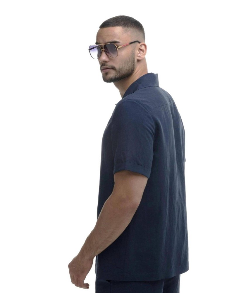 Рубашка из льна с коротким рукавом