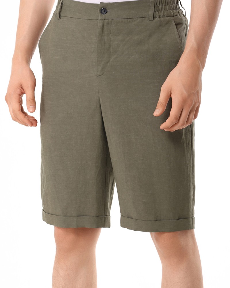 Шорты из льна с манжетами