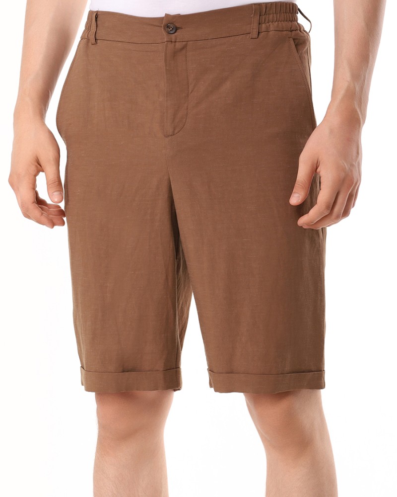 Шорты из льна с манжетами