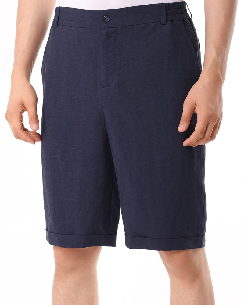 Шорты из льна с манжетами