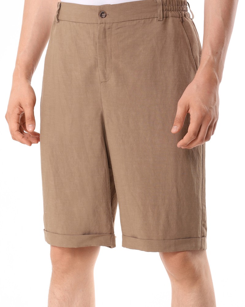 Шорты из льна с манжетами