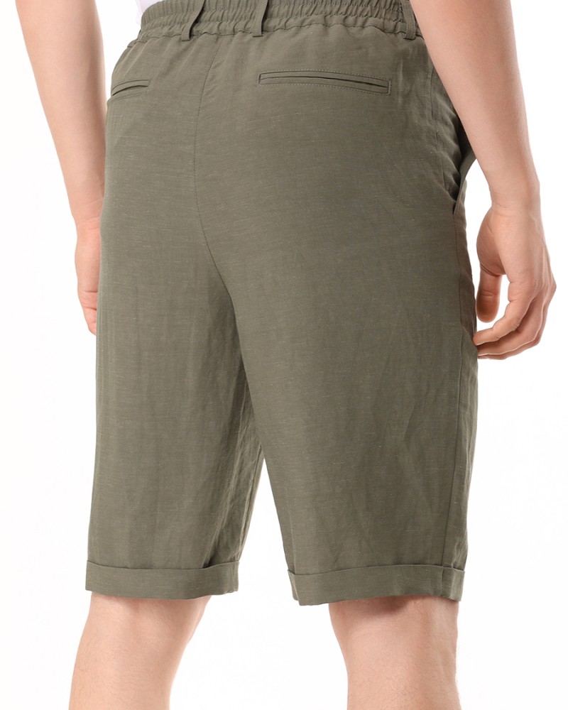 Шорты из льна с манжетами